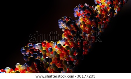 Scientifically correct DNA strand close-up CG illustration with visible major and minor groove