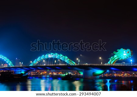 Turquoise Dragon bridge in Danang Vietnam