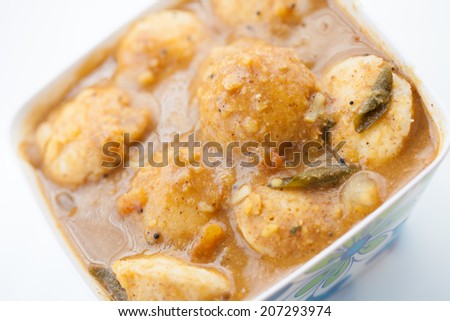 South Indian food mini sambar Idli - stock photo
