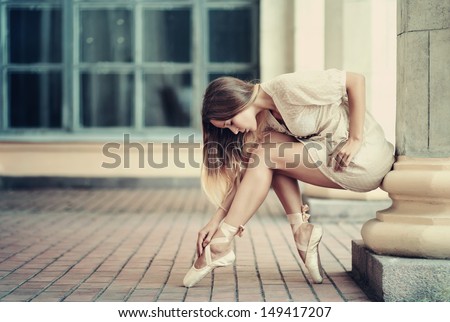 beautiful Ballet dancer (ballerina) outdoors