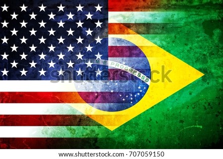 Brazil Usa Grunge Flag Stock Vector 129609686 - Shutterstock