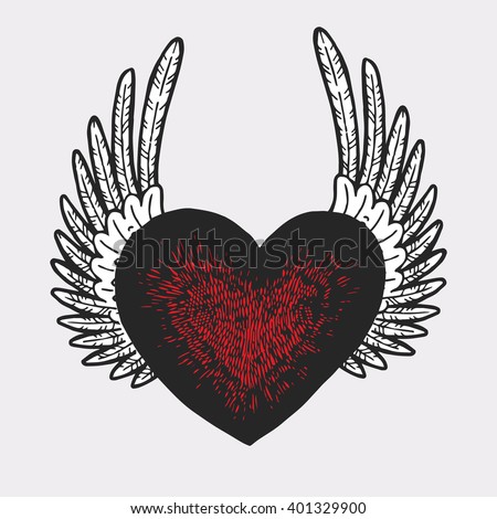 retro heart wings tattoo design vector stock vector 401329900 retro heart wings tattoo design vector stock vector 401329900