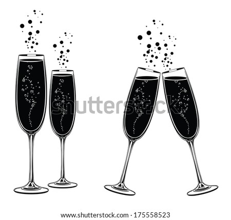 vector illustrations of several champagne icons