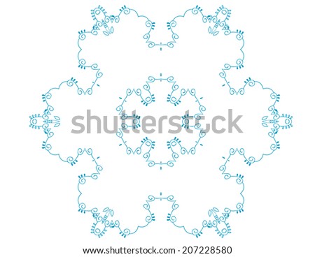 Colorful Zentangle pattern on white background - Snowflakes - stock photo