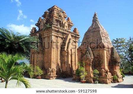 Brick cham towers in Nha Trang, Vietnam