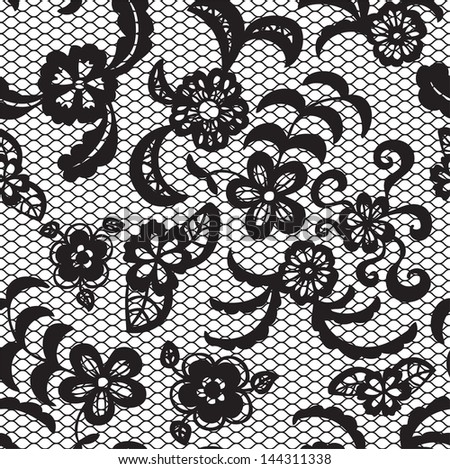 Seamless Floral Lace Pattern Monochrome Repeating Stock Illustration ...