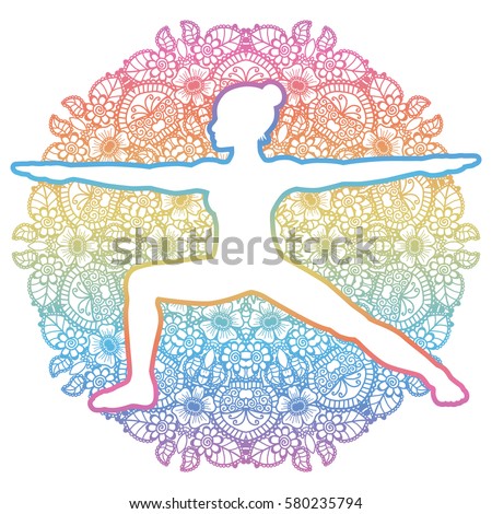 Download Women Silhouette Mandala Round Background Yoga Stock ...