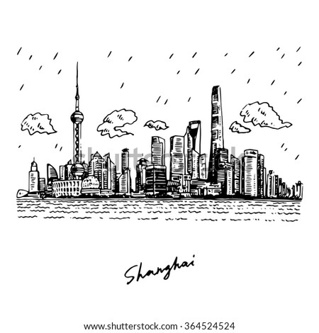 Stock Images similar to ID 58631518 - vector outline of shanghai ...