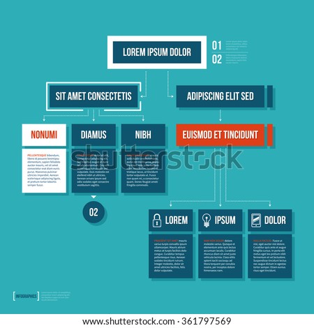 Modern Organization Chart Template Flat Style Stock Vector 361797569