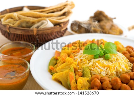 Biryani rice or briyani rice, fresh cooked with steam, delicious indian cuisine. - stock photo