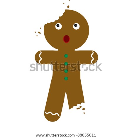 Clip Art Illustration Partially Eaten Gingerbread Stock Illustration ...