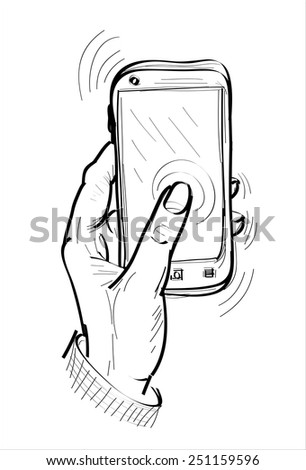 Hand Holding Phone Hands Sketch Vector Stock Vector 251159596