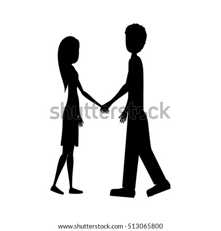 Naked Man Woman Holding Hands Silhouette Stock Vector 87760948 ...