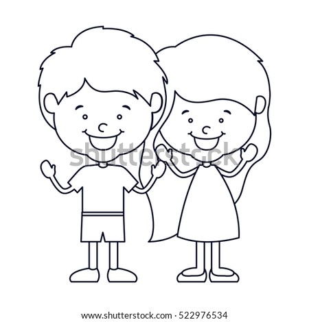 Cute School Uniform Boy Girl Sketch Stock Vector 137259788 - Shutterstock