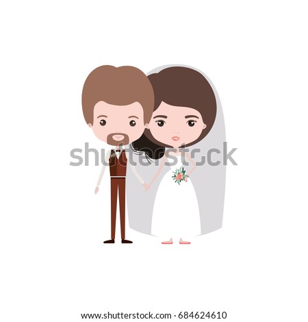 Wedding Couple Vector Illustration Newlywedshappy Married Stock Vector