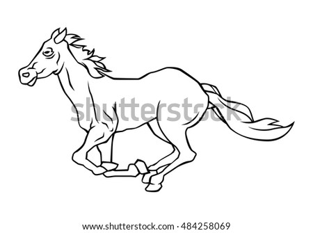 Drawing Lines Of Running Horse Black And White Illustration Design