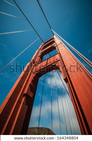 Golden Gate Bridge Pillar in San Francisco, California, USA