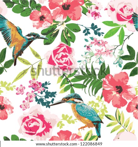 Seamless Tropical Floral Pattern Background - stock vektor ...