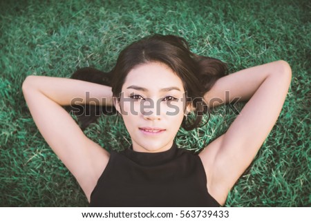 Outdoor portrait of a beautiful asian girl vintage tone.