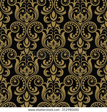 Damask Seamless Pattern Repeating Background Gold Stock Vector ...