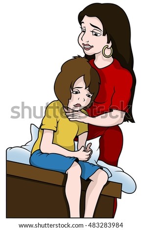 Illustration Daughter Giving Her Father Kiss Stock Vector 80709721 ...