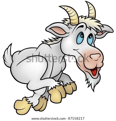 stock photo running goat colored cartoon illustration 87558217