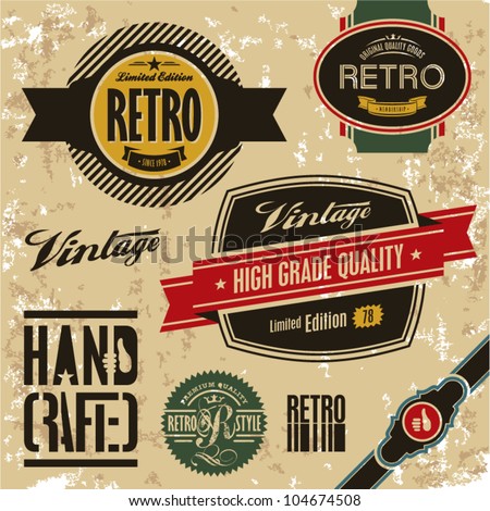 Retro Labels Vintage Labels Collection Premium Stock Vector 129734351 ...