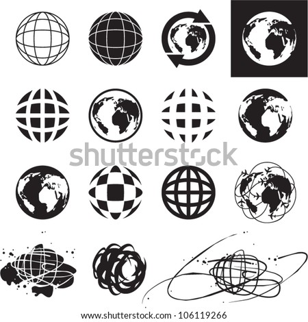 Globe Icons Vector Globe Sign Set Stock Vector 106119266 - Shutterstock