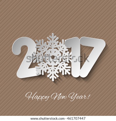Vector Happy New Year 2017 background with paper cuttings