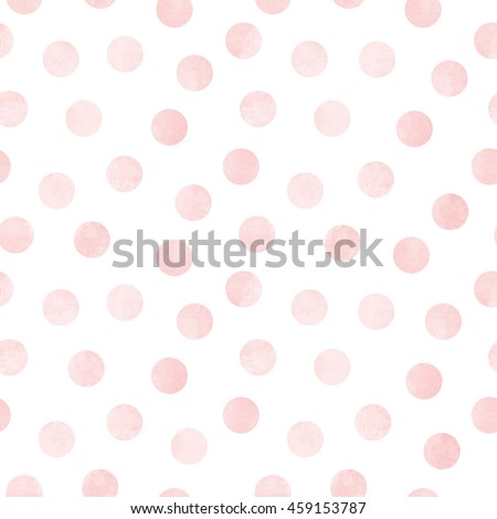 Vector seamless pattern of light pink rose watercolor circles on a white background