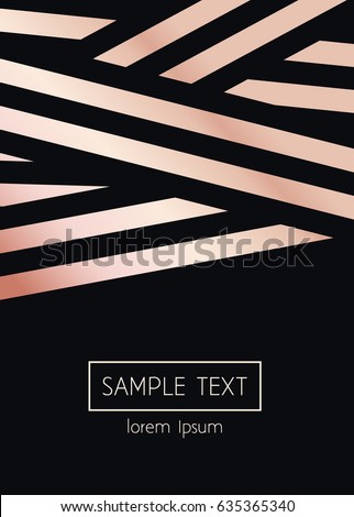 Vector modern design template for wedding or birthday invitation, brochure, poster or business card. Background with rose gold lines