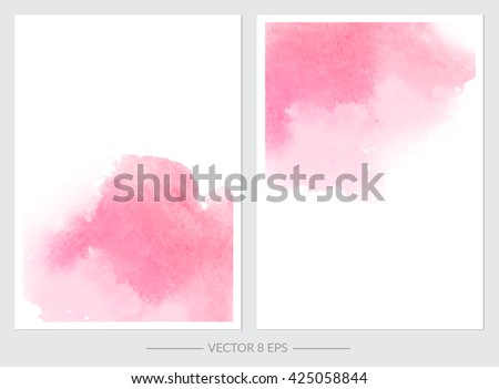 Vector. Set of cards with watercolor blots. Set of cards with hand drawn blots on white background for your design. Save the Date, postcard, banner, logo.