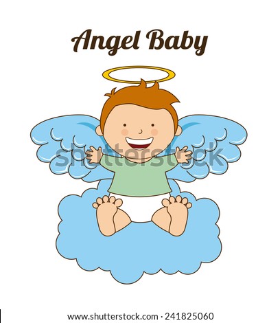 Angel Wings On Cloud Boy Baptism Stock Vector 346811930 - Shutterstock