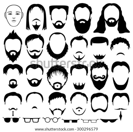 Vector Set Beard Hair Glasses New Stock Vector 300296579 