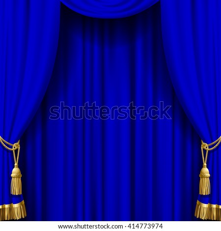 Vector Image Blue Curtain Gold Tassels Stock Vector 220614814 - Shutterstock