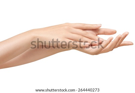 beautiful woman's hand isolated on white background