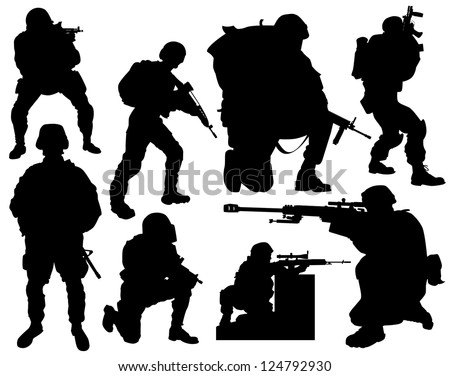 Silhouette Soldiers Stock Vector 8015035 - Shutterstock