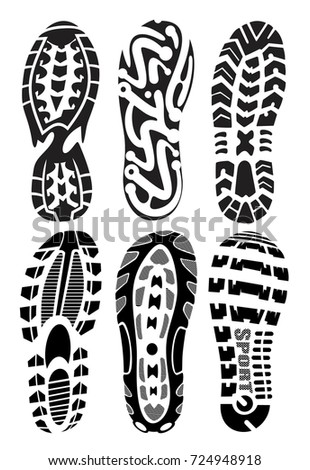 Footprint Sport Shoes Vector Set Stock Stock Vector 624249974 ...