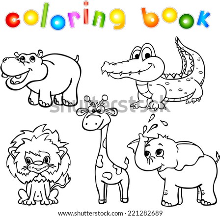 Set Of Wild Animals First Coloring Book For Children