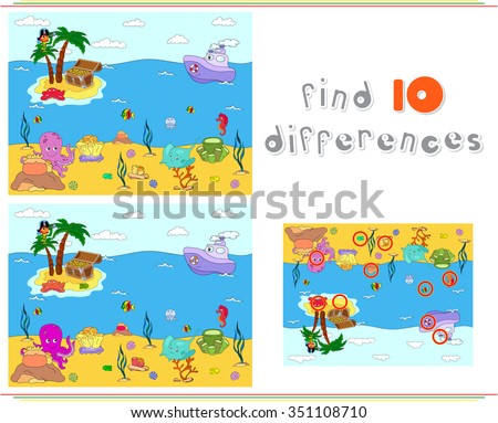 find differences between two images fisherman stock vector