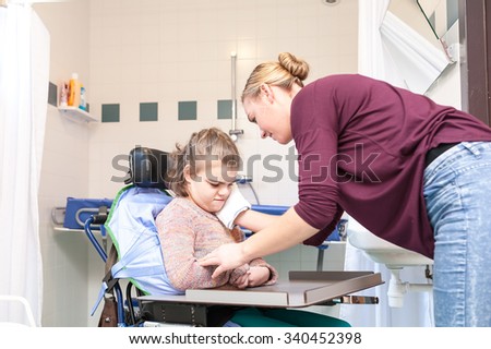 Girl care of disabled old man 5