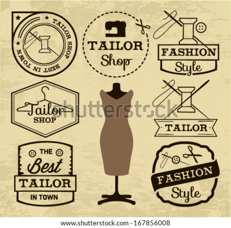 Labels Badges Signs Tailor Shop Retro Stock Vector 169869281 - Shutterstock