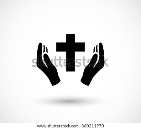 Hands Holding Cross Icons Symbols Religion Stock Vector 530474101 