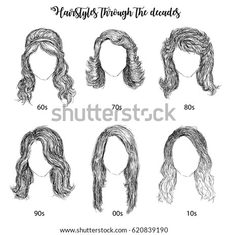 Hairstyles By Decades 60 S 10 S Vector Stock Vector 