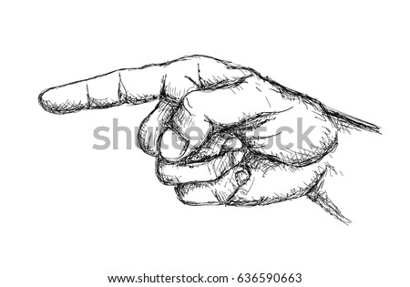 Hand Drawn Pointing Finger Illustration Stock Illustration 636590663