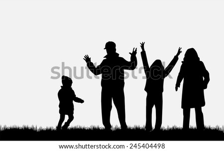 Silhouette Kids Posing Stock Vector 48972094 - Shutterstock