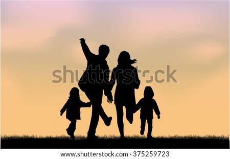 Family silhouettes in nature.