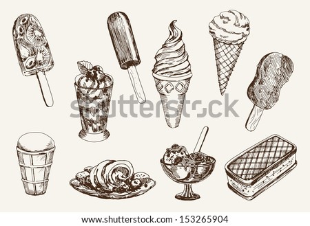 ice-cream. set of vector sketches