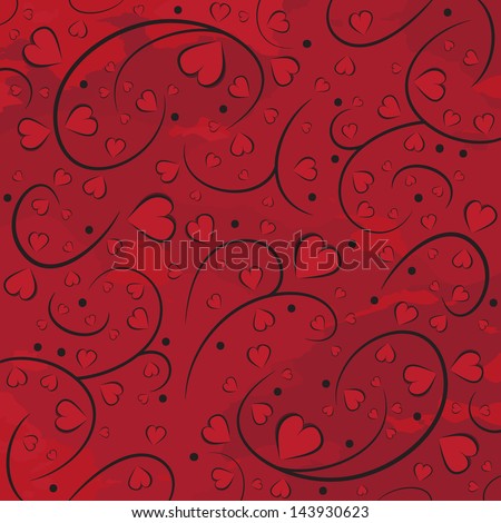 The background of hearts and branches. Red cover. Valentine's Day.