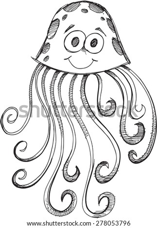 doodle sketch jelly fish vector illustration art